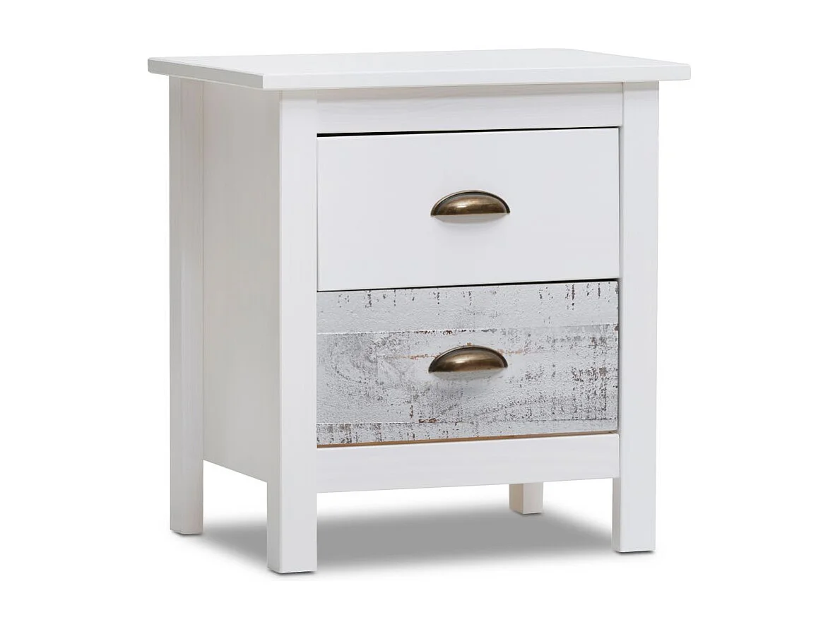 Mesita de noche Ocean 2 cajones Blanco - Vintage Colors
