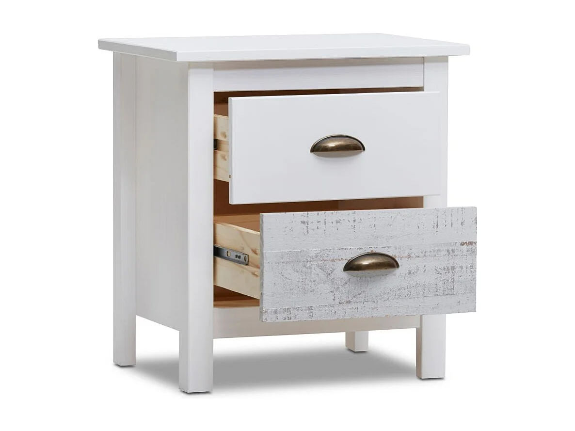 Mesita de noche Ocean 2 cajones Blanco - Vintage Colors