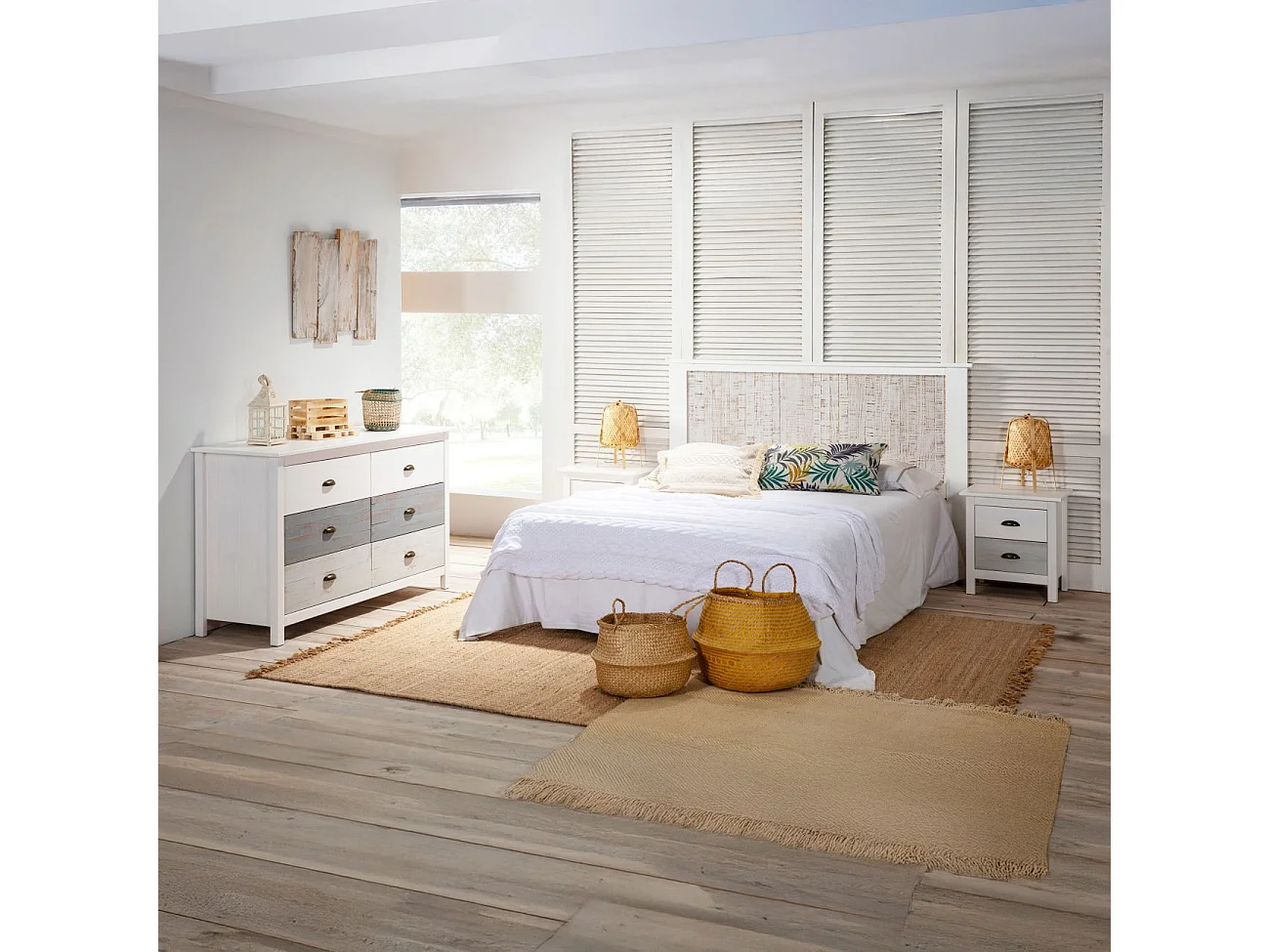 Mesita de noche Ocean 2 cajones Blanco - Vintage Colors