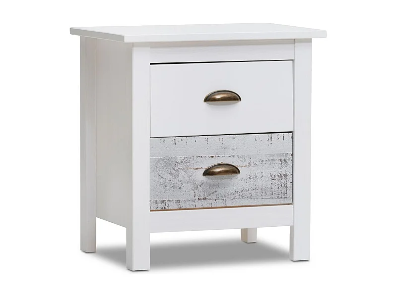 Mesita de noche Ocean 2 cajones Blanco - Vintage Colors