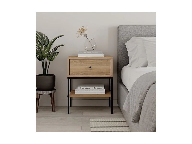 Mesita de noche Svala Roble Negro