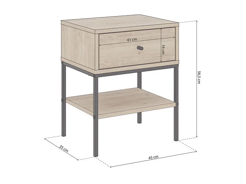 Mesita de noche Svala Roble Negro