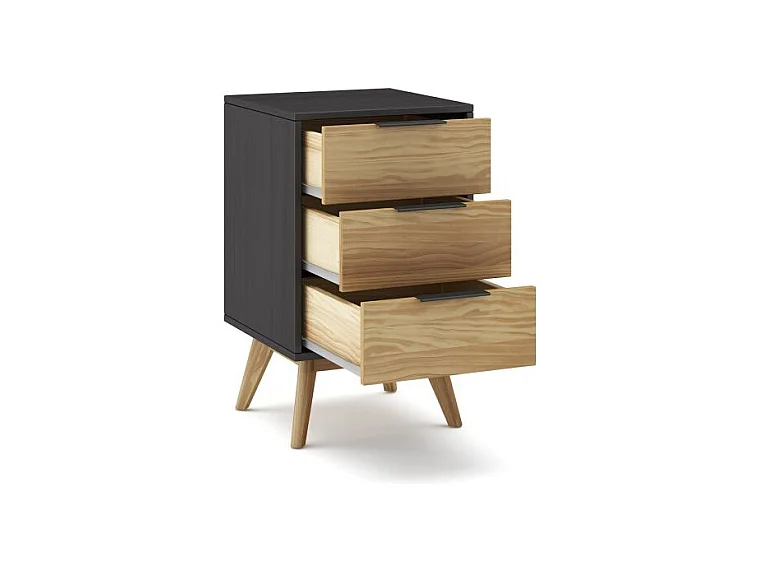 Mesita de noche Numa 3 cajones Gris Alpino - Oak