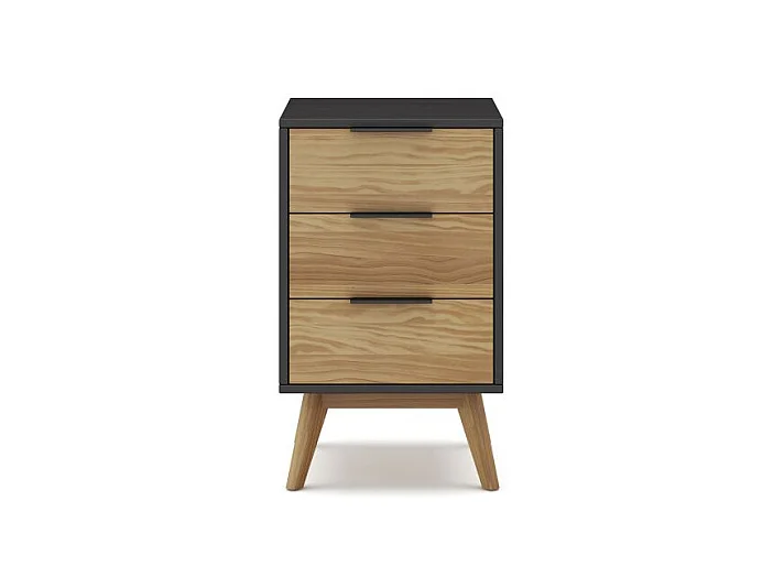 Mesita de noche Numa 3 cajones Gris Alpino - Oak