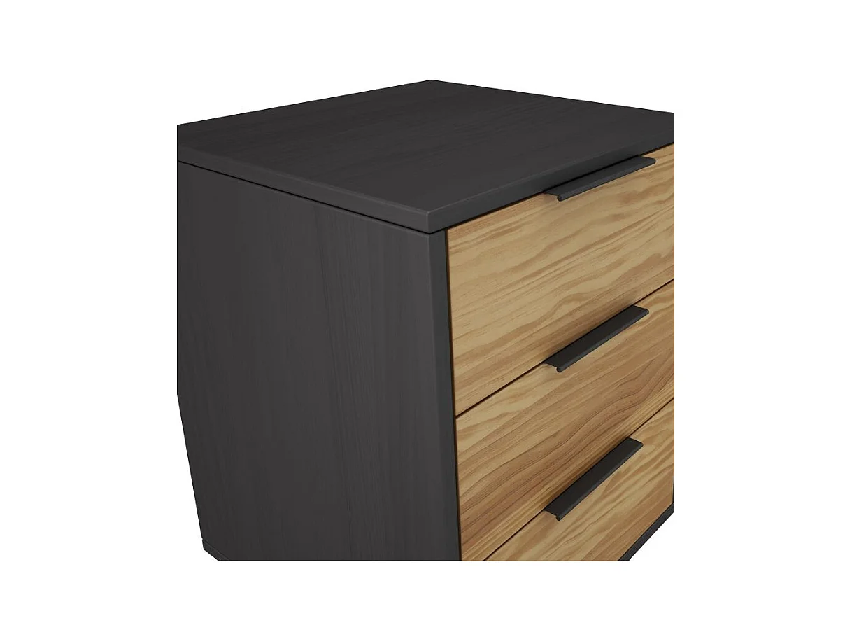 Mesita de noche Numa 3 cajones Gris Alpino - Oak