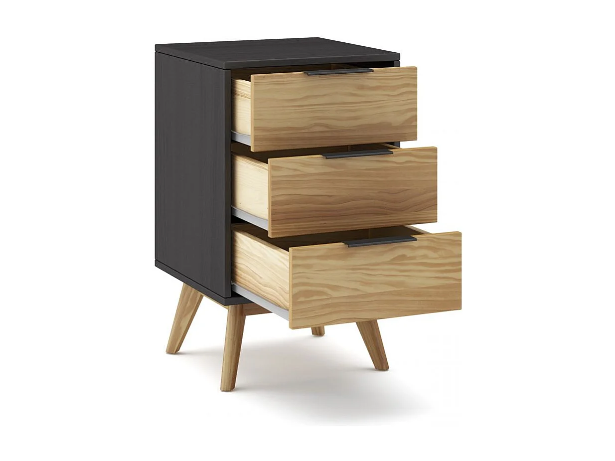 Mesita de noche Numa 3 cajones Gris Alpino - Oak
