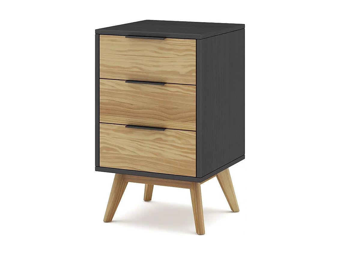 Mesita de noche Numa 3 cajones Gris Alpino - Oak