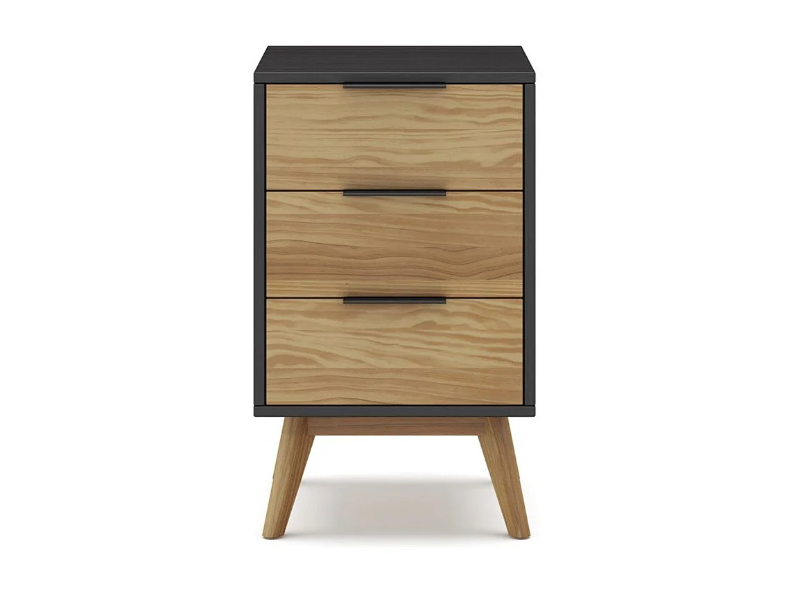 Mesita de noche Numa 3 cajones Gris Alpino - Oak