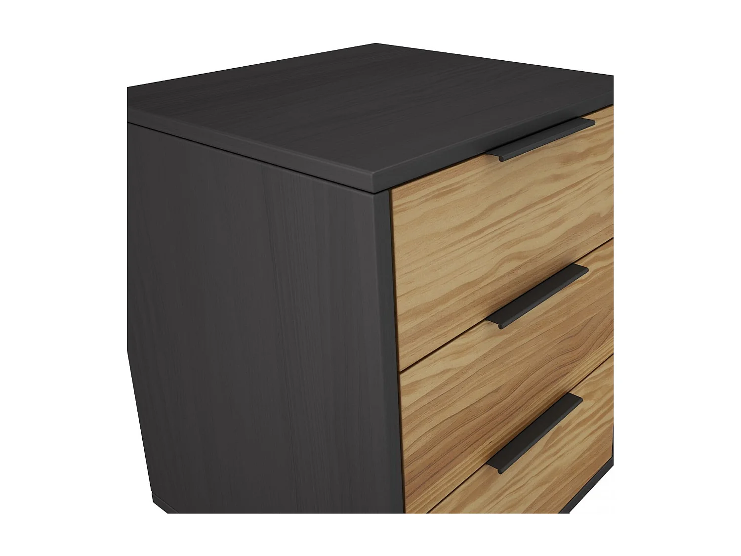 Mesita de noche Numa 3 cajones Gris Alpino - Oak