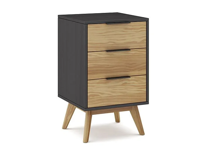 Mesita de noche Numa 3 cajones Gris Alpino - Oak