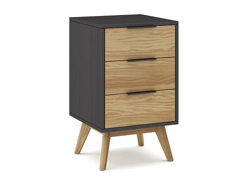Mesita de noche Numa 3 cajones Gris Alpino - Oak