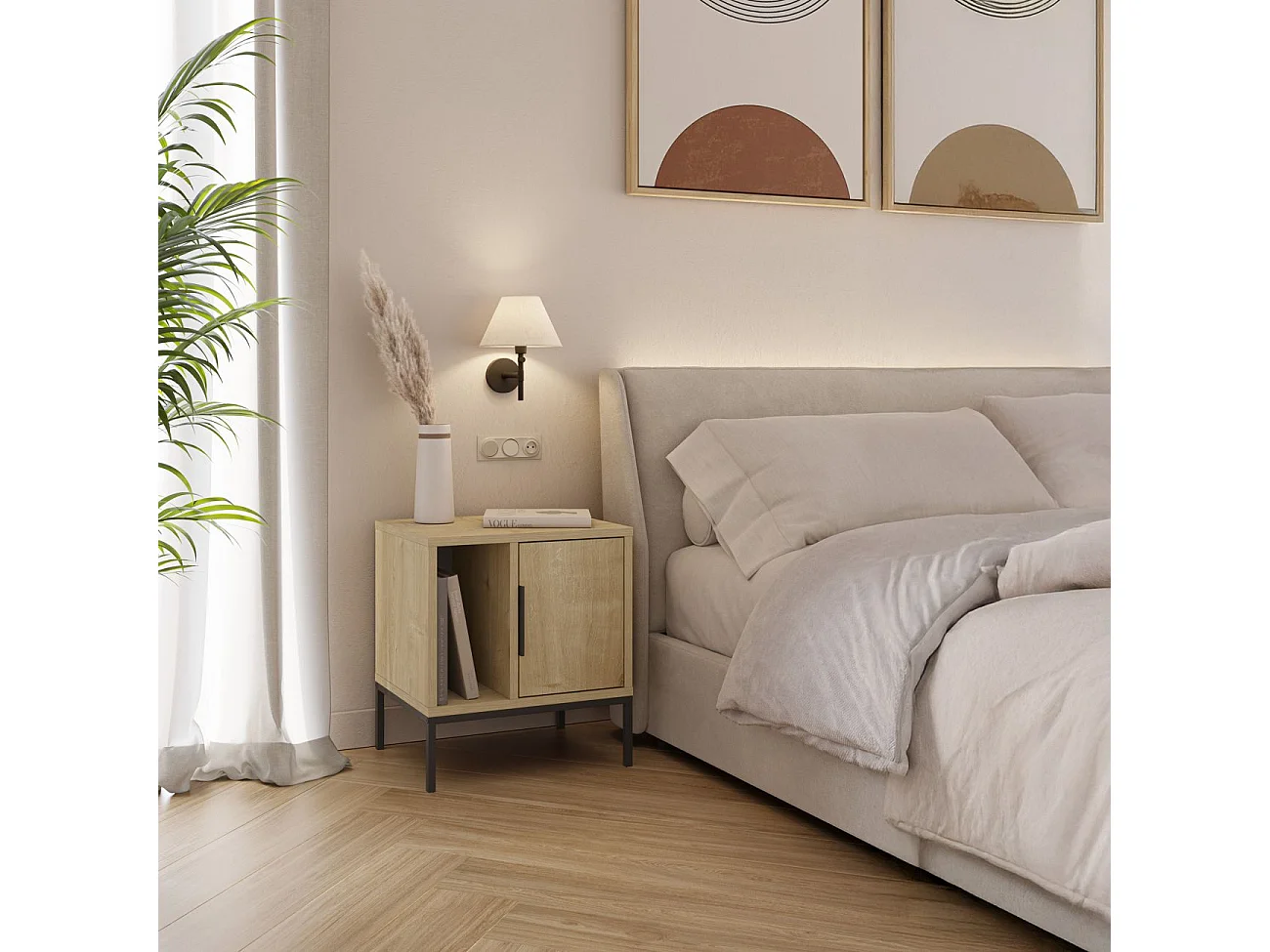 Mesita de noche Brik Roble Negro