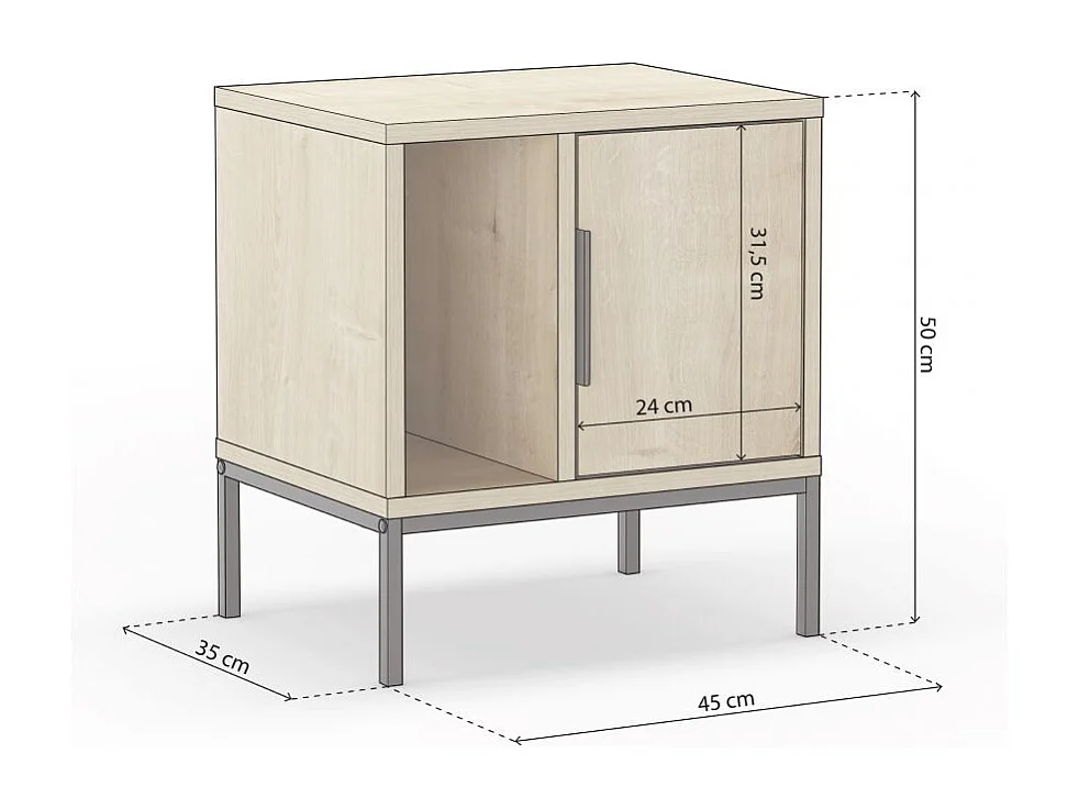 Mesita de noche Brik Roble Negro