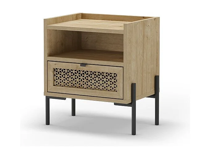 Mesita de noche Koivu Roble Negro