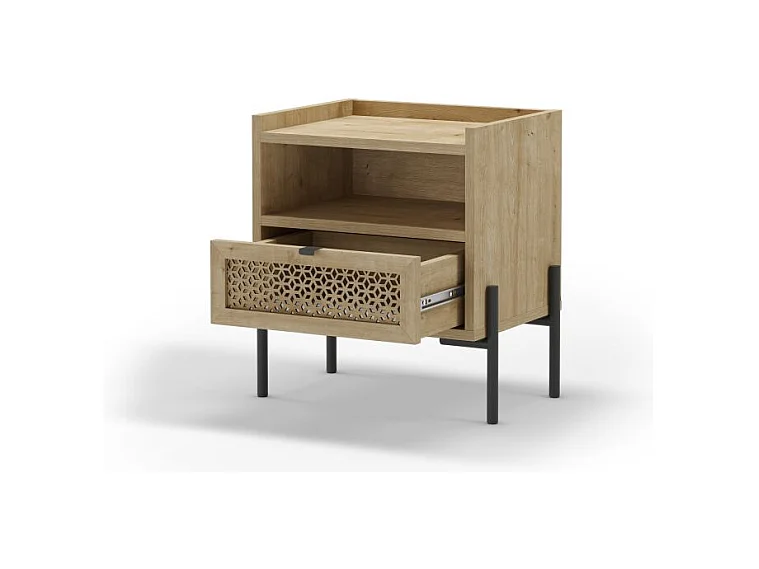 Mesita de noche Koivu Roble Negro