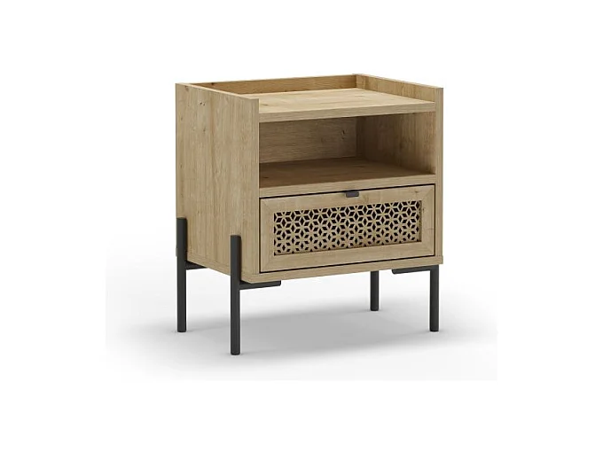 Mesita de noche Koivu Roble Negro