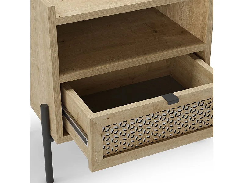 Mesita de noche Koivu Roble Negro