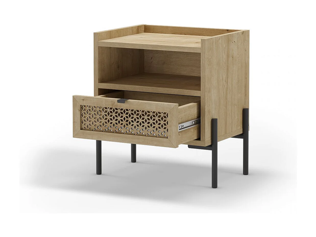 Mesita de noche Koivu Roble Negro