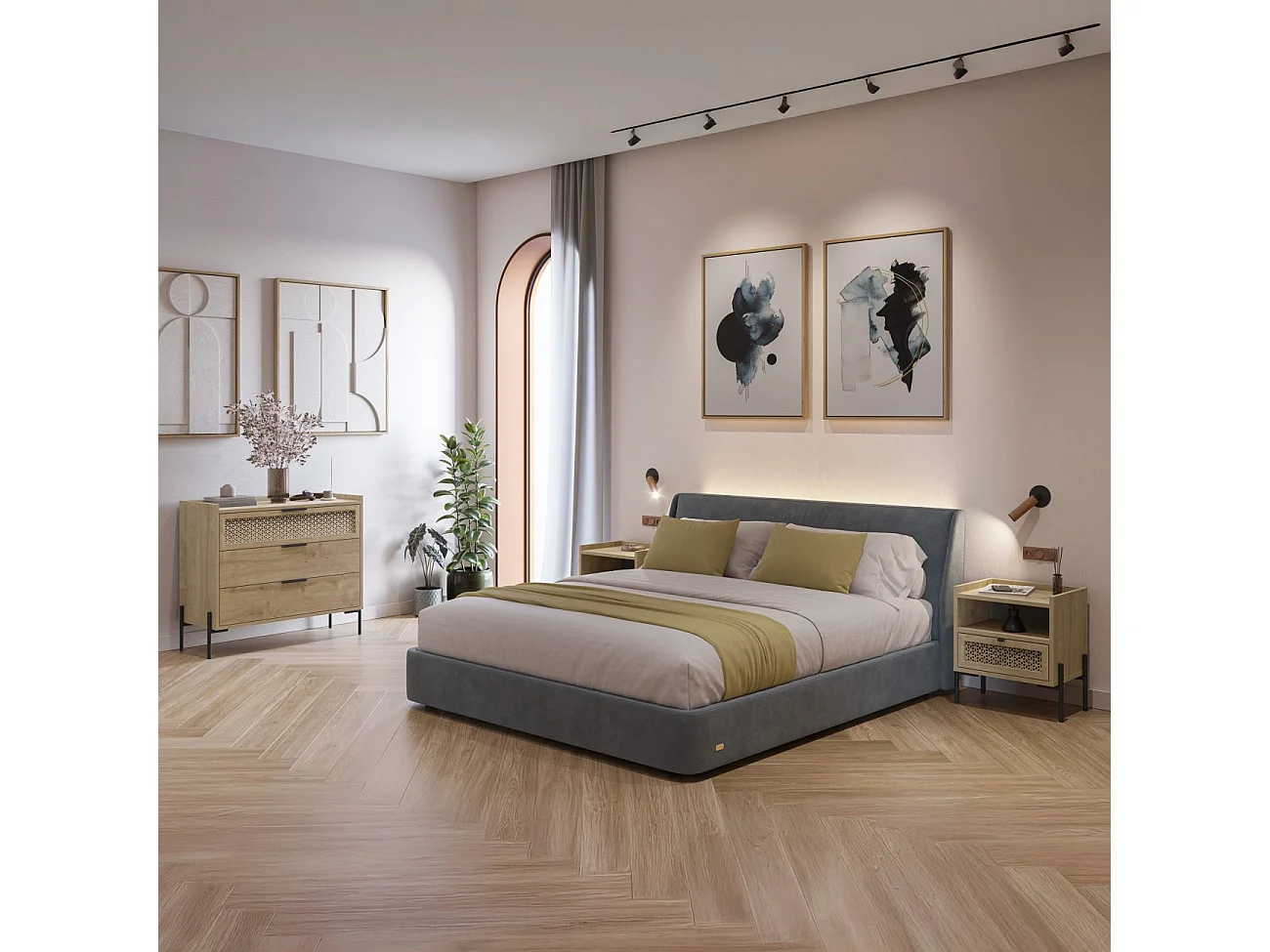 Mesita de noche Koivu Roble Negro