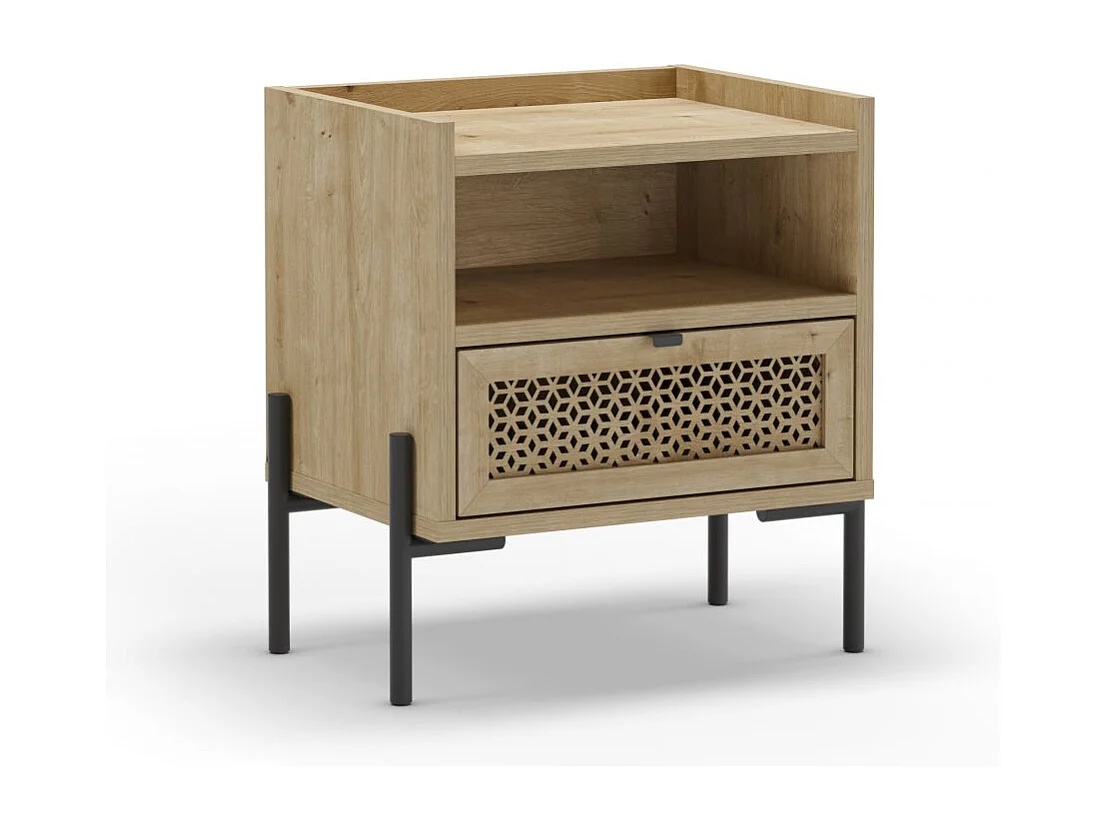 Mesita de noche Koivu Roble Negro