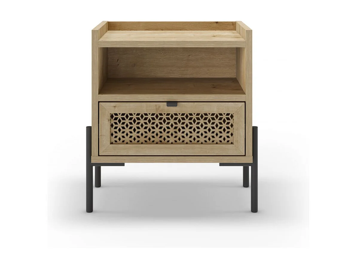 Mesita de noche Koivu Roble Negro