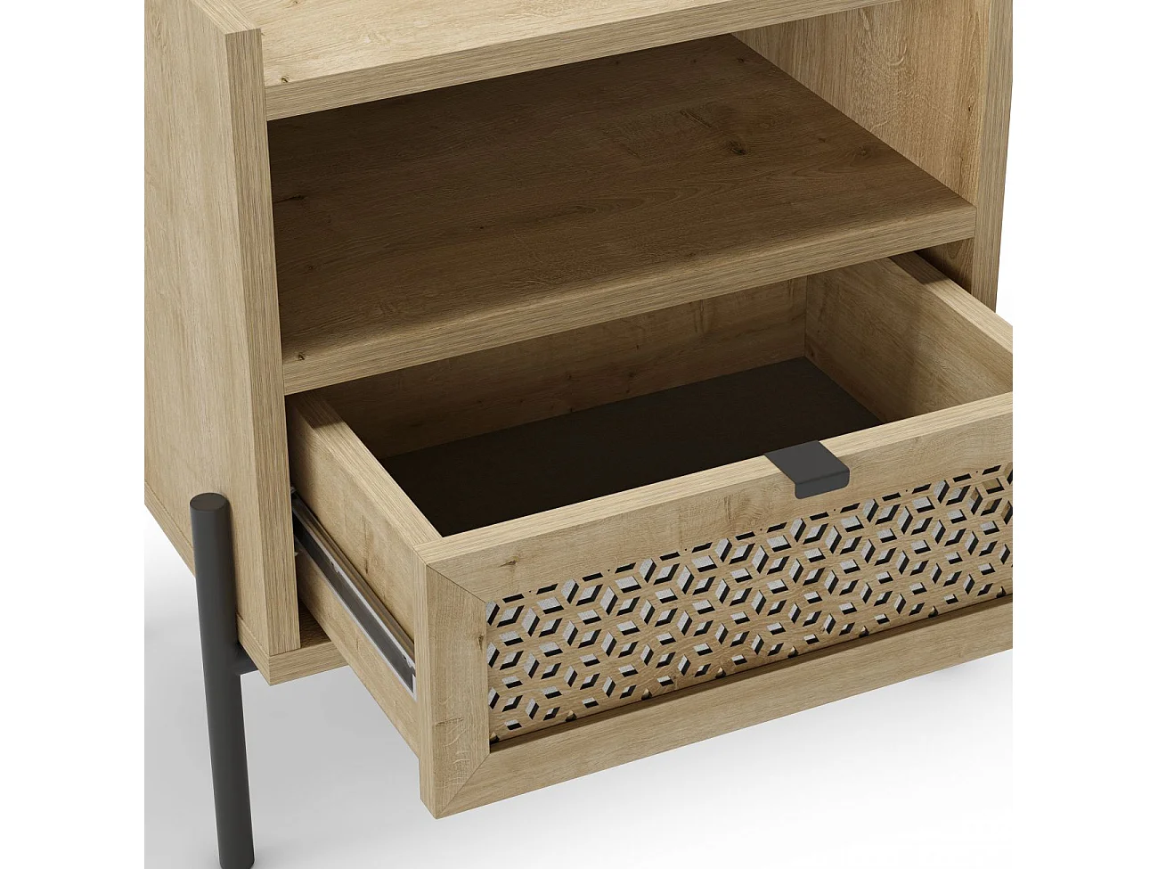 Mesita de noche Koivu Roble Negro
