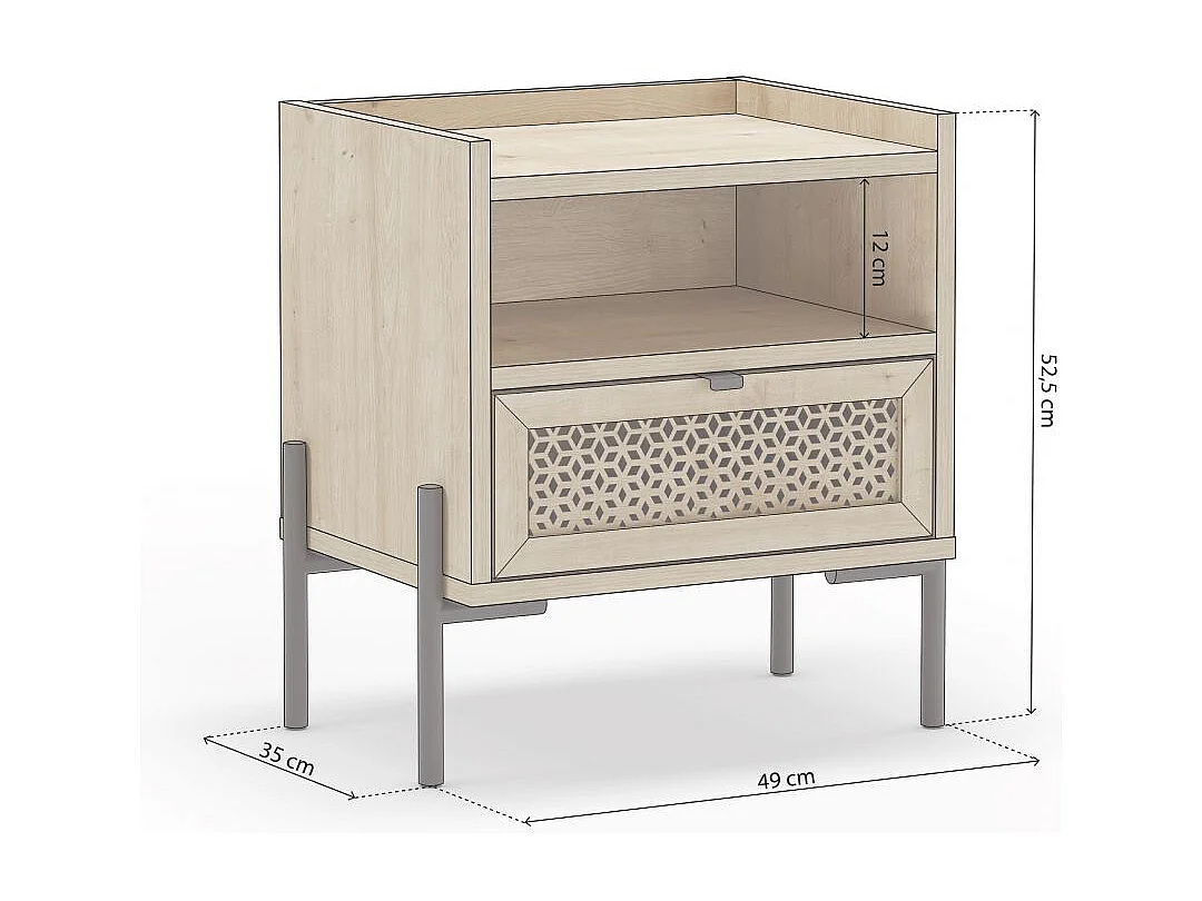 Mesita de noche Koivu Roble Negro