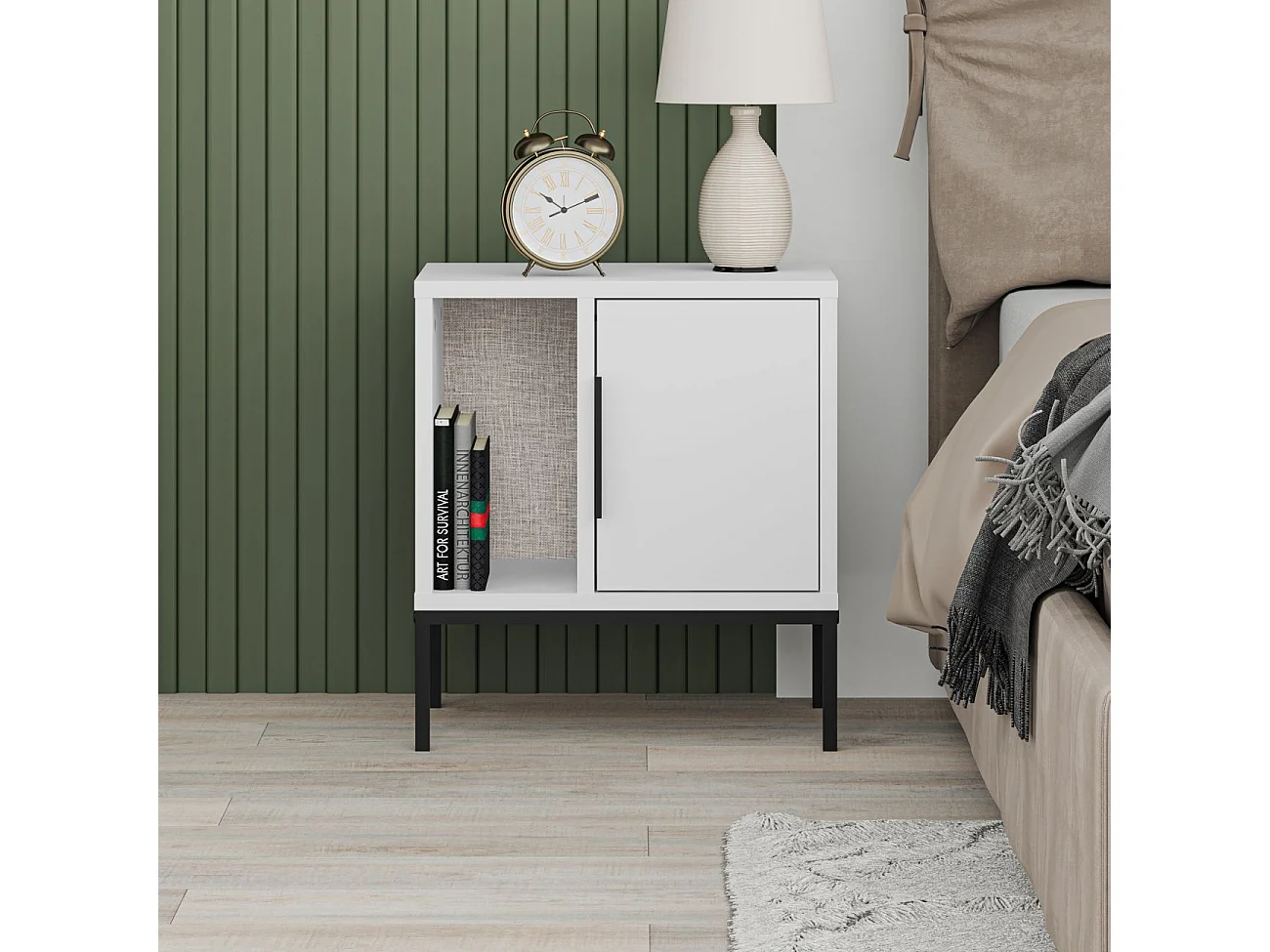 Mesita de noche Brik Blanco Negro