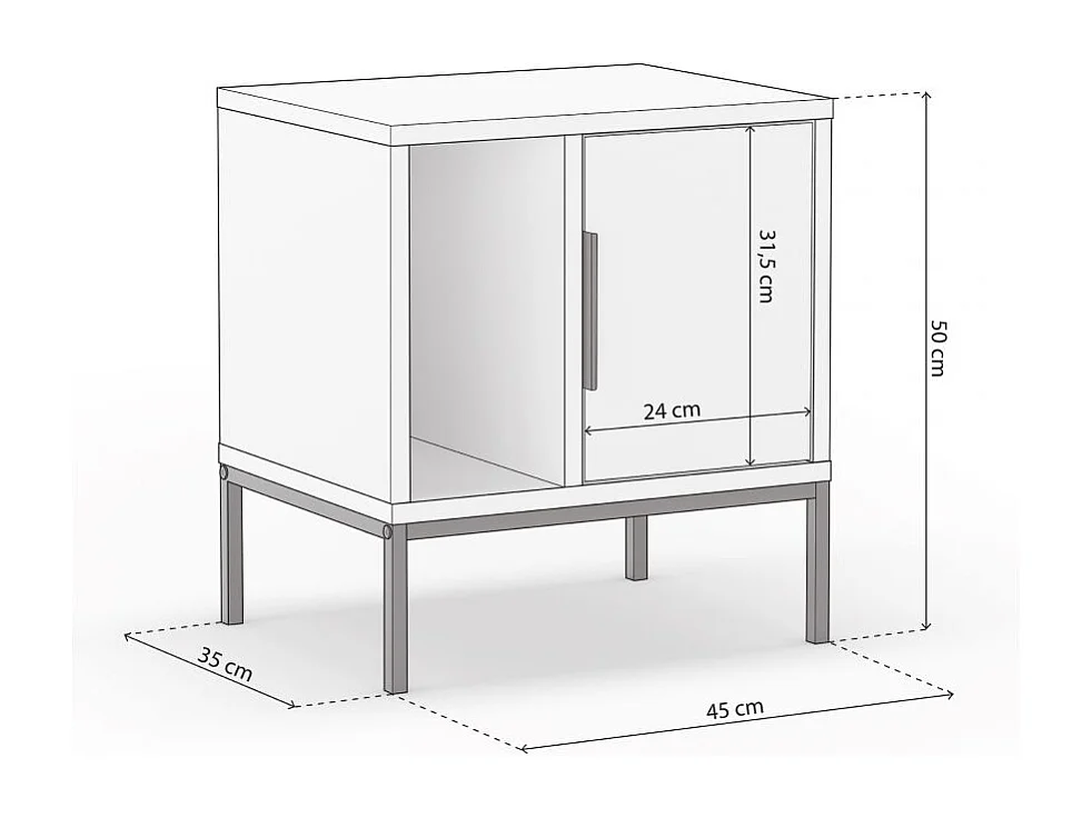 Mesita de noche Brik Blanco Negro