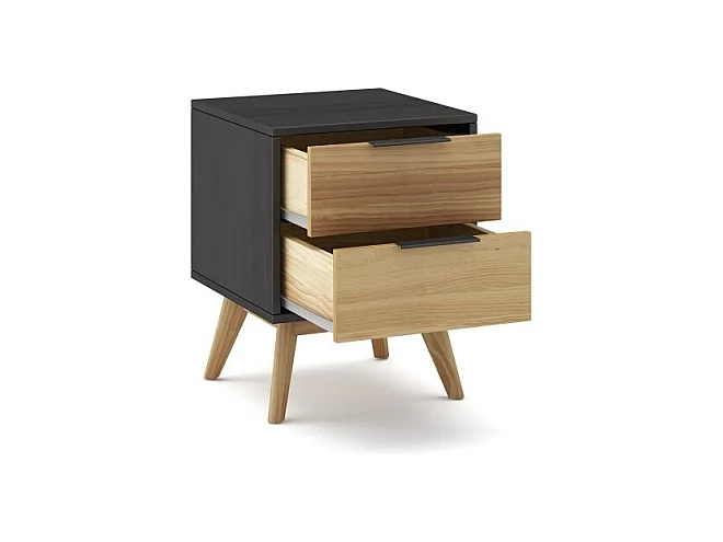 Mesita de noche Numa 2 cajones Gris Alpino - Oak