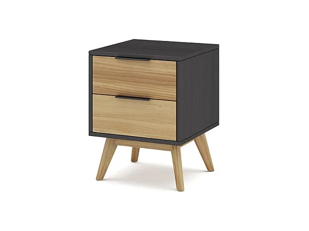 Mesita de noche Numa 2 cajones Gris Alpino - Oak