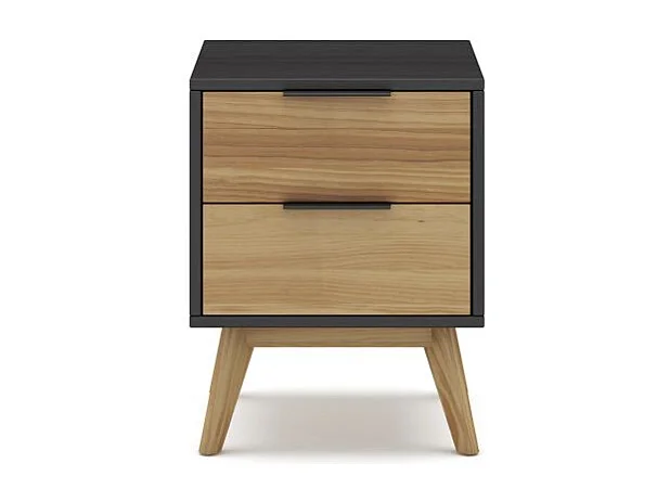 Mesita de noche Numa 2 cajones Gris Alpino - Oak