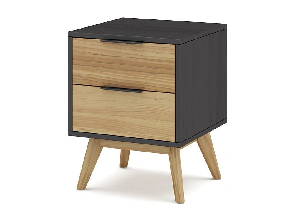 Mesita de noche Numa 2 cajones Gris Alpino - Oak