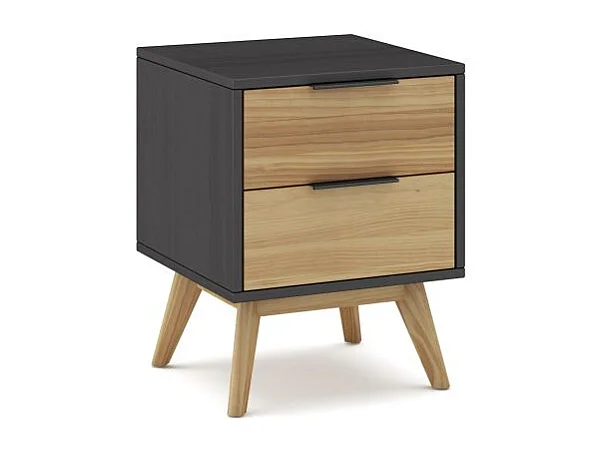 Mesita de noche Numa 2 cajones Gris Alpino - Oak