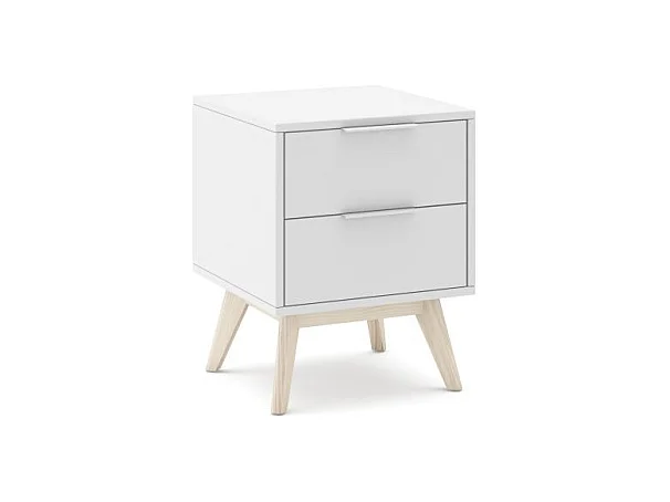 Mesita de noche Numa 2 cajones Blanco - Oak Soft