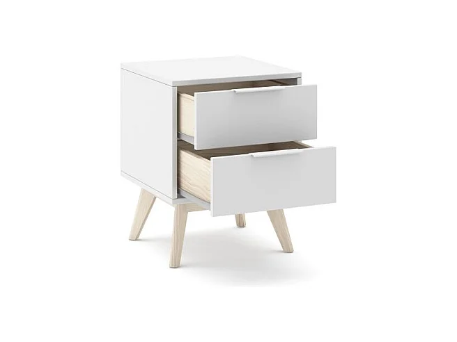 Mesita de noche Numa 2 cajones Blanco - Oak Soft