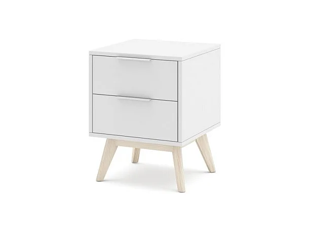 Mesita de noche Numa 2 cajones Blanco - Oak Soft