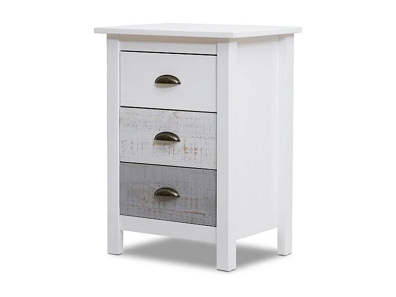 Mesita de noche Ocean 3 cajones Blanco - Vintage Colors