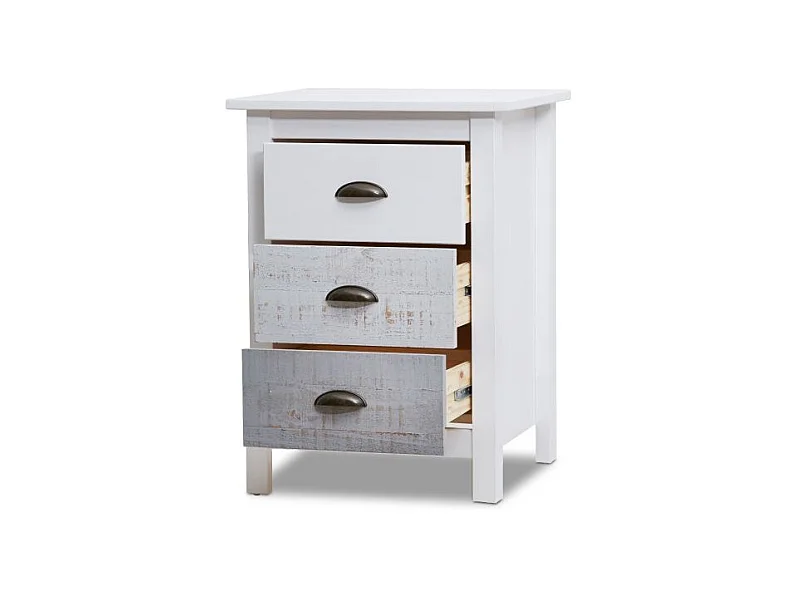 Mesita de noche Ocean 3 cajones Blanco - Vintage Colors