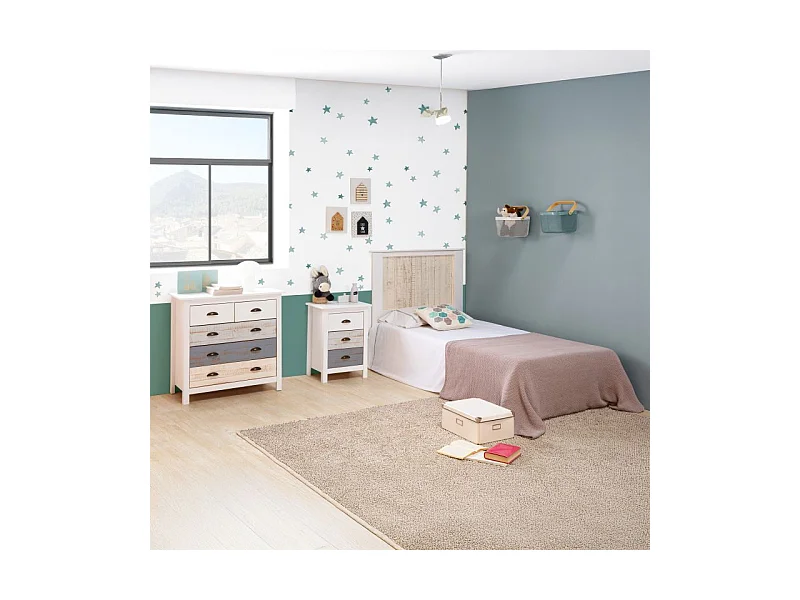 Mesita de noche Ocean 3 cajones Blanco - Vintage Colors