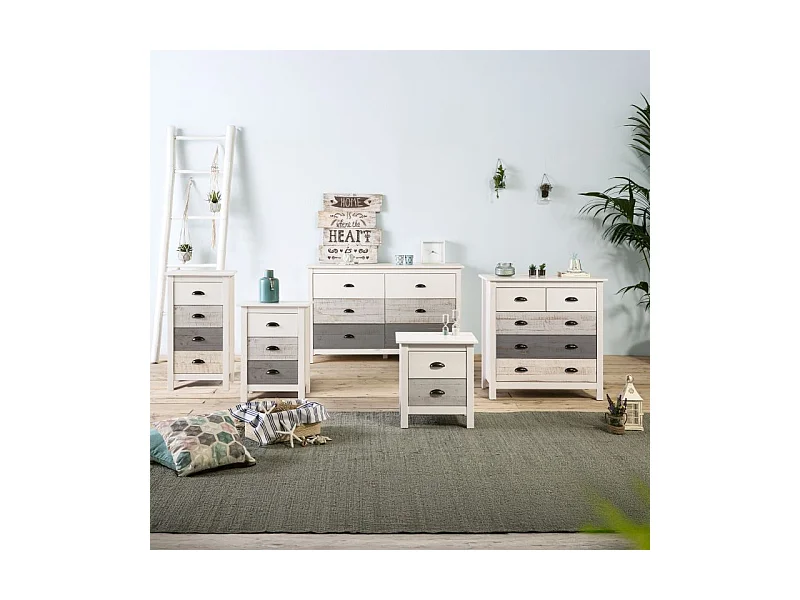 Mesita de noche Ocean 3 cajones Blanco - Vintage Colors