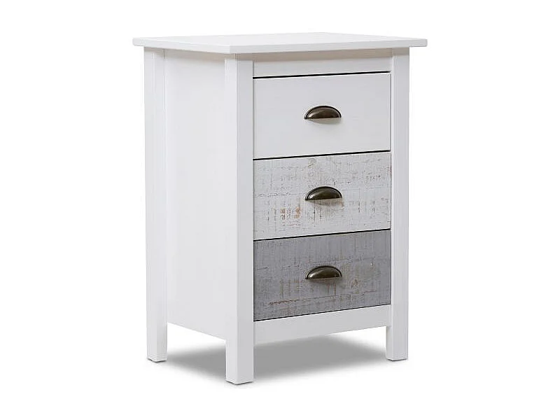 Mesita de noche Ocean 3 cajones Blanco - Vintage Colors