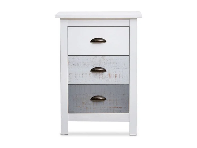 Mesita de noche Ocean 3 cajones Blanco - Vintage Colors