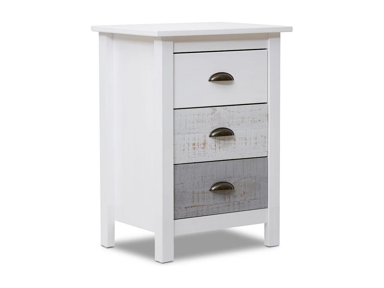 Mesita de noche Ocean 3 cajones Blanco - Vintage Colors