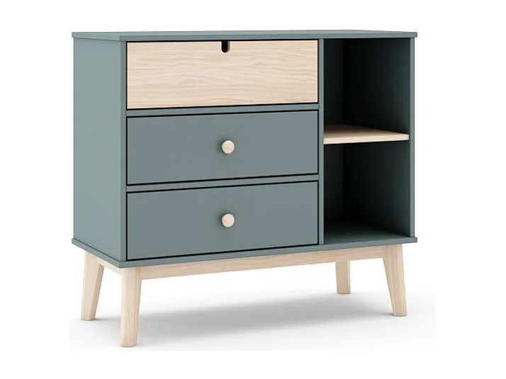 Cómoda Misty Cloud 3 cajones Verde Salvia - Oak Soft