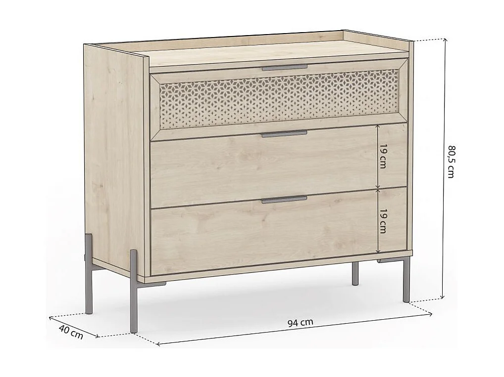 Cómoda Koivu 3 gavetas