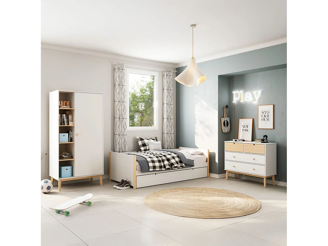 Cómoda Misty Cloud 4 cajones Blanco - Oak Soft