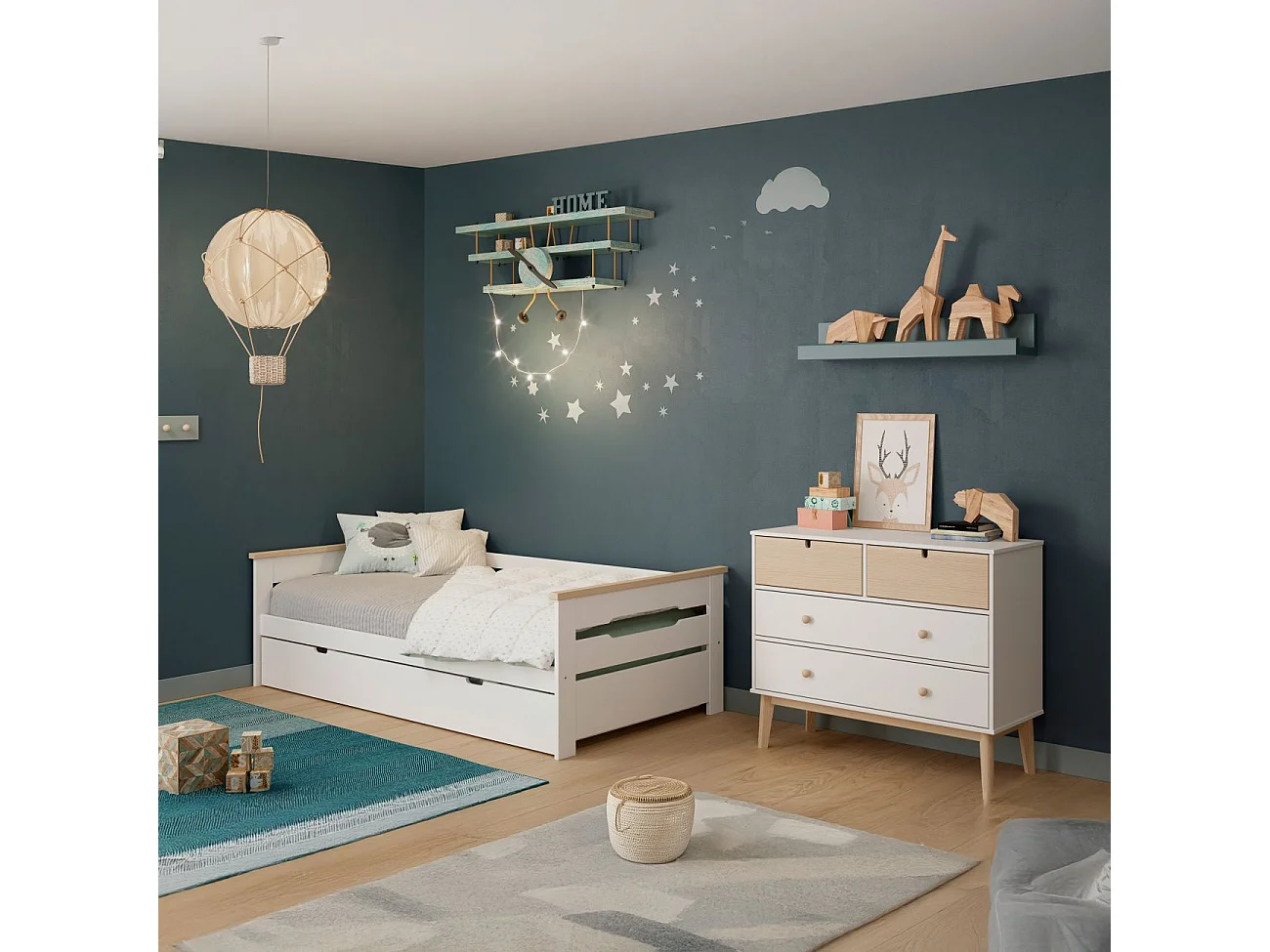 Cómoda Misty Cloud 4 cajones Blanco - Oak Soft