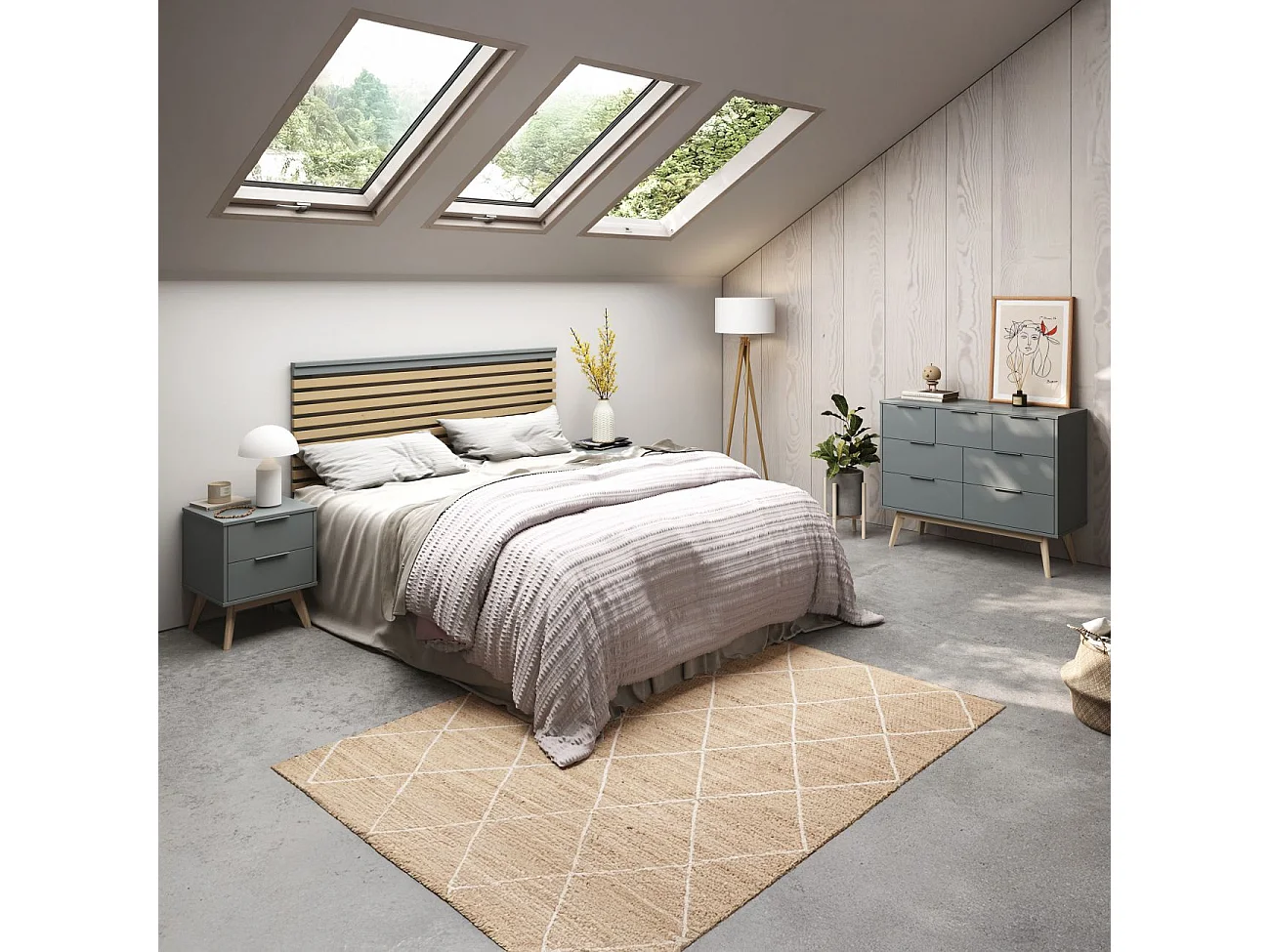 Cómoda Numa Verde Salvia - Oak Soft