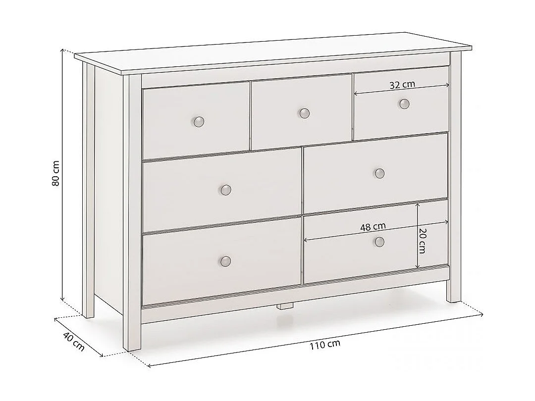 Cómoda Bay 7 cajones Blanco